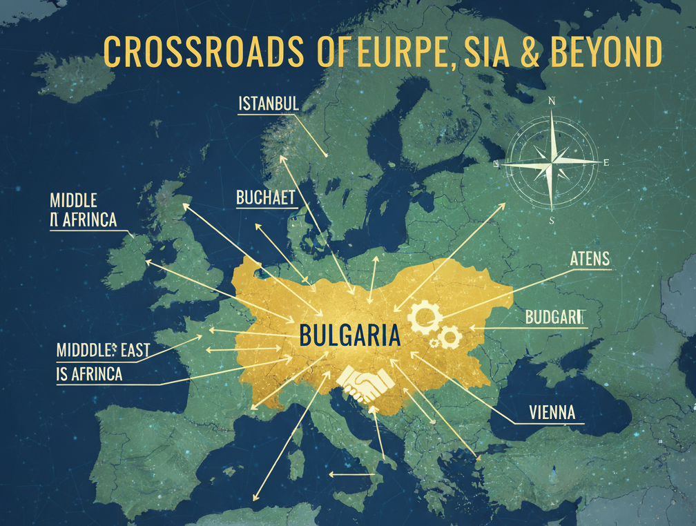 Map showing Europe and Asia connectivity